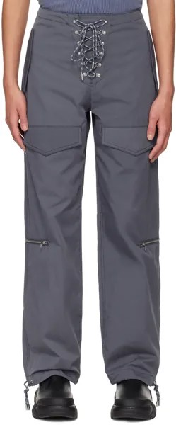 Серые вельветовые брюки-карго для походного туризма Dion Lee