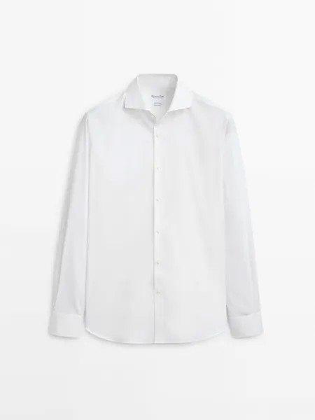 Рубашка из поплина приталенного кроя, которую легко гладить Massimo Dutti, белый