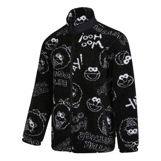 Куртка adidas neo x SESAME STREET Crossover Limited Full Print Polar Fleece Long Sleeves Jacket Black, черный