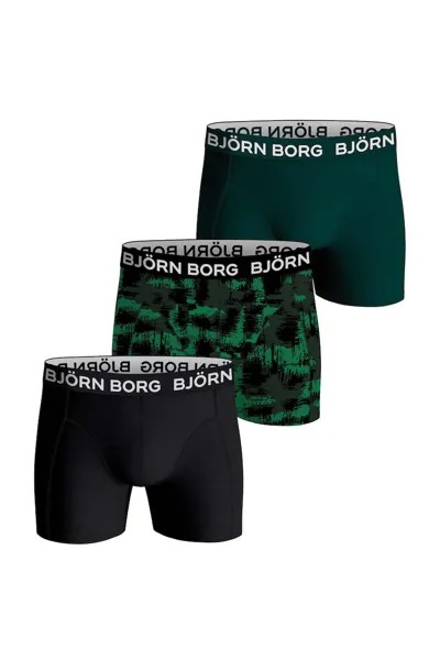 Боксеры с логотипом на поясе - 3 пары Björn Borg, зеленый