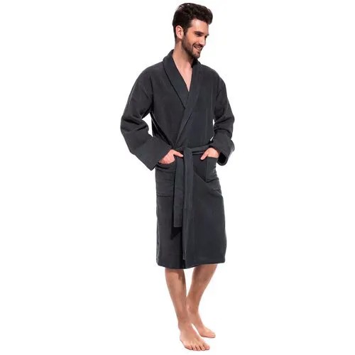 Мужской банный халат Grey King (Е 305) размер 2XL (58-60), темно-серый