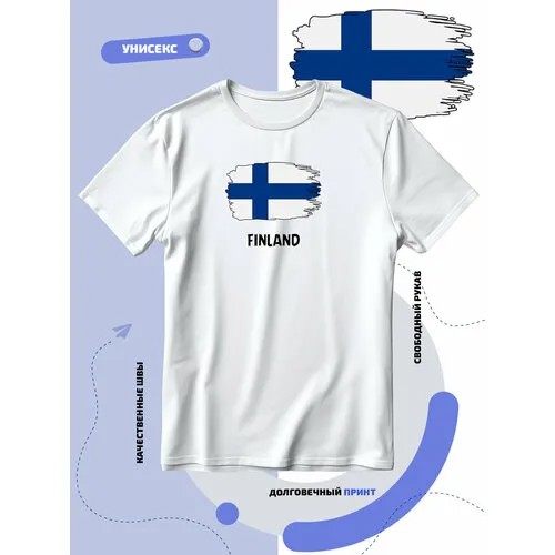 Футболка с флагом Финляндии-Finland, размер S, белый