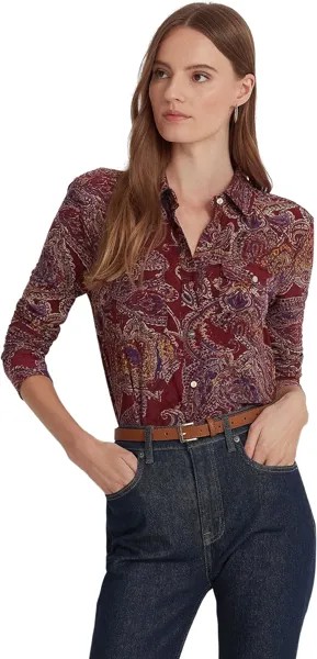 Рубашка Corwin Long Sleeve Cardigan LAUREN Ralph Lauren, цвет Burgundy Multi
