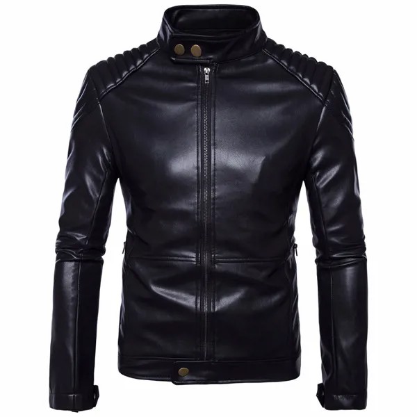 Немецкая мотоциклетная кожаная куртка, мужские модные облегающие осенне-зимние куртки, пальто, кожаная мужская куртка, Мужская куртка из искусственной кожи