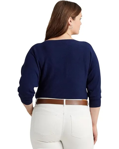 Свитер LAUREN Ralph Lauren Plus-Size Cotton-Blend Dolman-Sleeve Sweater, цвет Refined Navy