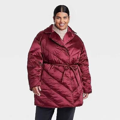 Женская куртка-пуховик больших размеров — Ava - Viv Berry Red 3X