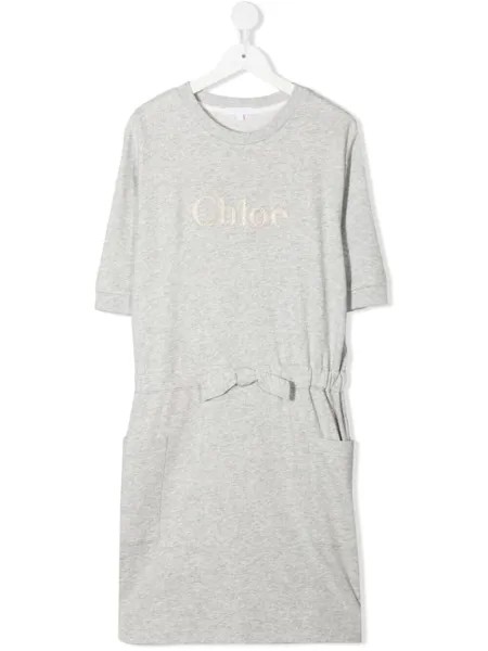 Chloé Kids платье-футболка с вышитым логотипом