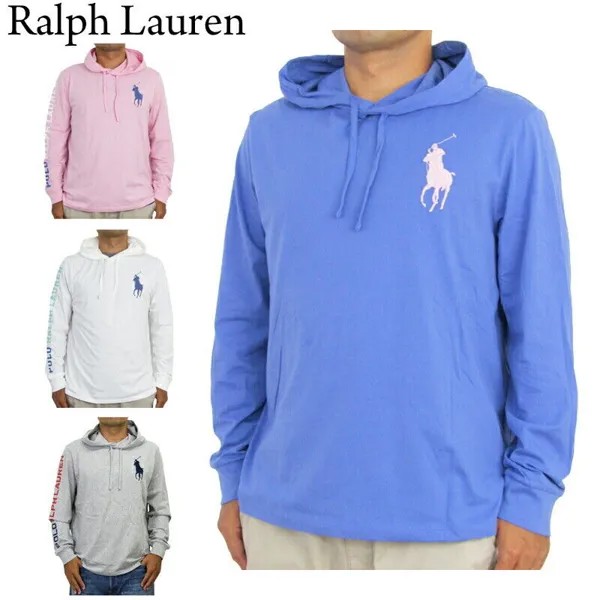 Футболка с капюшоном и длинными рукавами Polo Ralph Lauren Big Pony — 4 цвета —