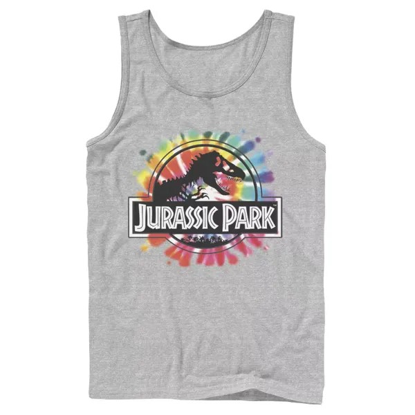 Мужская майка с классическим логотипом «Парк Юрского периода» и рисунком тай-дай Jurassic World