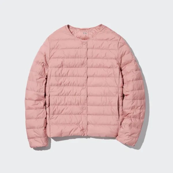 Пуховик UNIQLO с сумкой, розовый