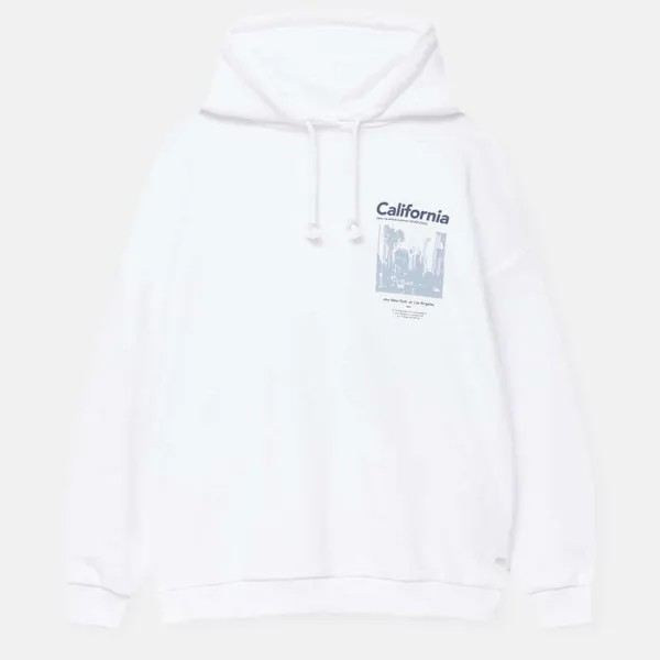 Худи Pull&Bear City Print, белый