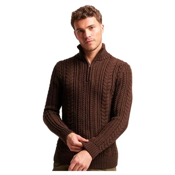 Свитер Superdry Vintage Jacob Henley Half Zip, коричневый