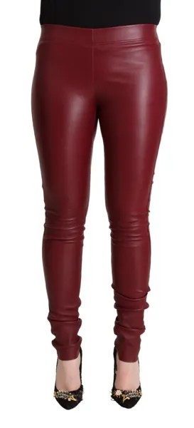 ANTONY MORATO Брюки Узкие бордовые кожаные брюки со средней талией IT38/US4/XS 250 долларов США