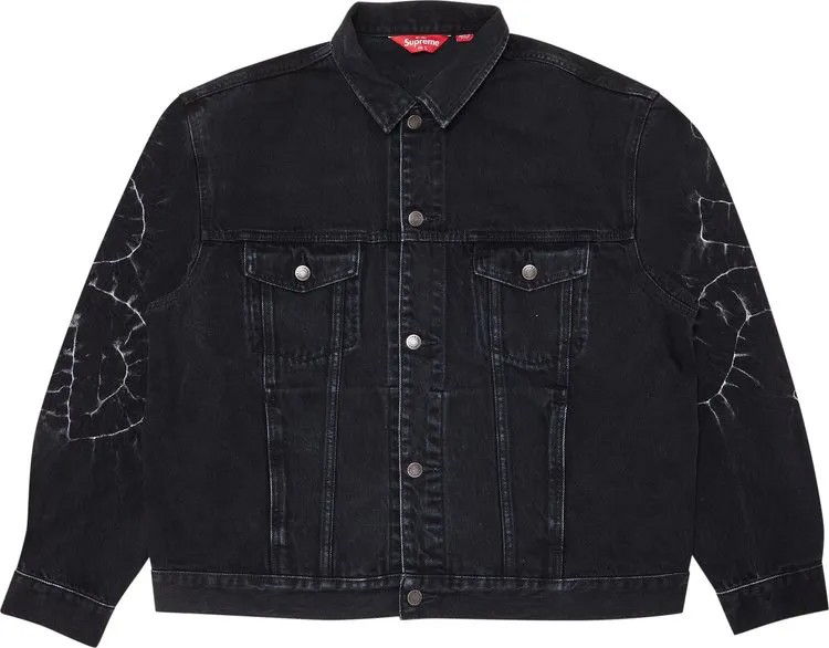 Куртка Supreme Shibori Denim Trucker Jacket 'Black', черный
