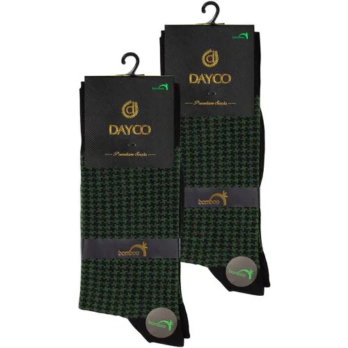 Носки Dayco мужские, комплект носков - 2 пары, бамбук, зеленые, рисунок — 