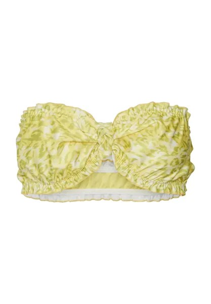 Женский бикини-топ без бретелек с рюшами и бандо VERO MODA, цвет Lemon Zest