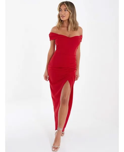 Женское платье макси с открытыми плечами QUIZ, красный