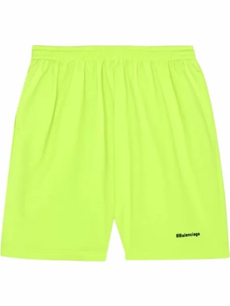 Balenciaga спортивные шорты с вышитым логотипом, желтый