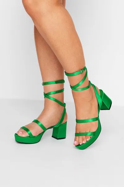 Атласные туфли на платформе с широкими и очень широкими ремешками Yours, зеленый