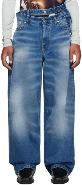 Синие джинсы с несколькими поясами и бакенбардами средней длины Y/Project