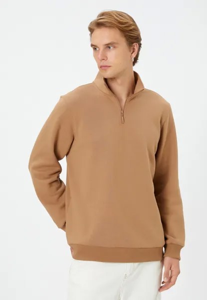 Толстовка HALF ZIPPER HIGH NECK LONG SLEEVE Koton, цвет camel