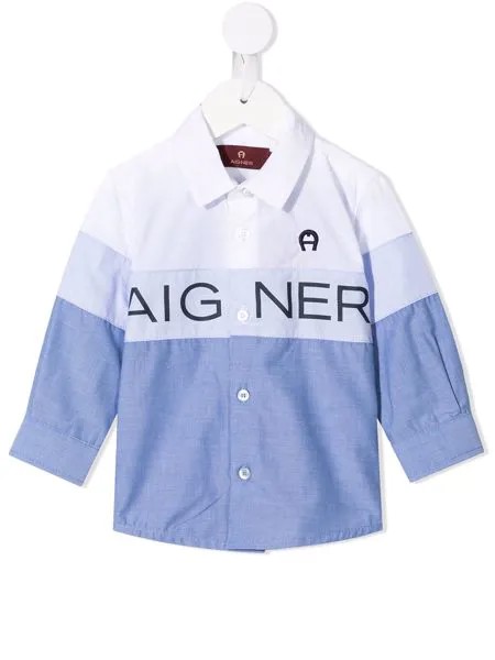 Aigner Kids рубашка в стиле колор-блок с логотипом