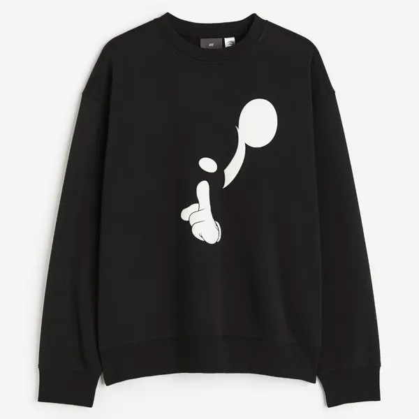 Свитшот H&M Relaxed Fit Mickey Mouse, черный