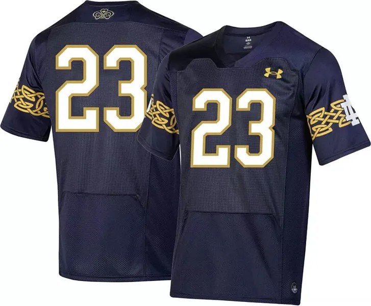 Мужская футбольная майка Under Armour Notre Dame Fighting Irish Navy, реплика