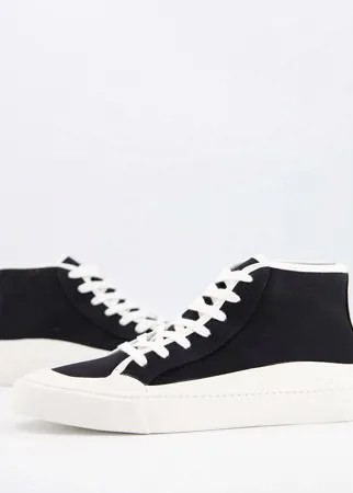 Черные кеды из искусственной замши на шнуровке ASOS DESIGN-Черный цвет