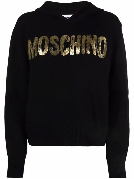 Moschino трикотажное худи с логотипом