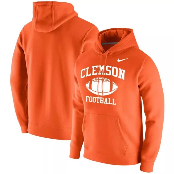 Мужской оранжевый флисовый пуловер с капюшоном Clemson Tigers Retro Football Club Nike