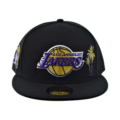 Мужская бейсболка New Era 59Fifty Los Angeles Lakers с желтым дном, черная 70602826
