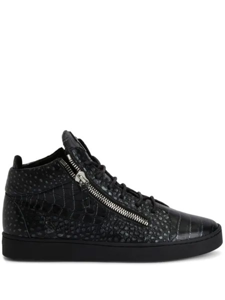 Высокие кеды Kriss с тиснением под крокодила Giuseppe Zanotti, черный