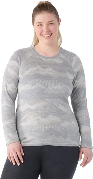 Классическое термобелье из мериноса больших размеров, экипаж Smartwool, цвет Light Gray Mountain Scape