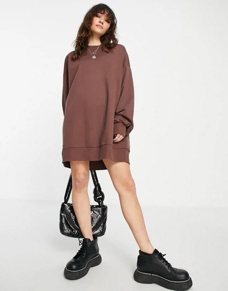 Коричневое платье-свитшот мини в стиле oversized ASOS DESIGN-Голубой