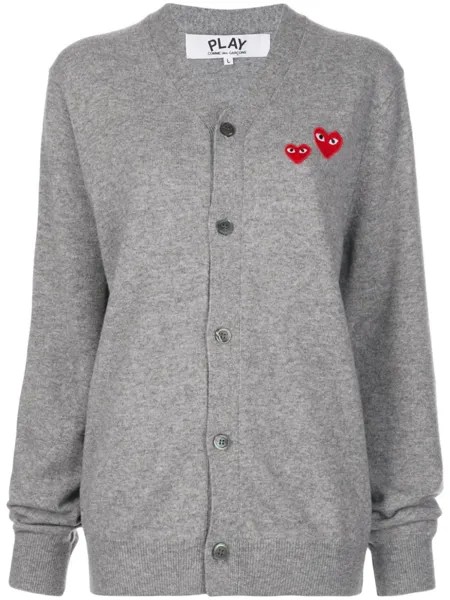 Трикотажный кардиган с нашивками Comme Des Garçons Play, серый