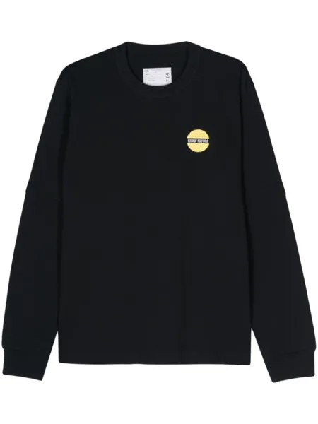 Sacai футболка с вышитой надписью, синий