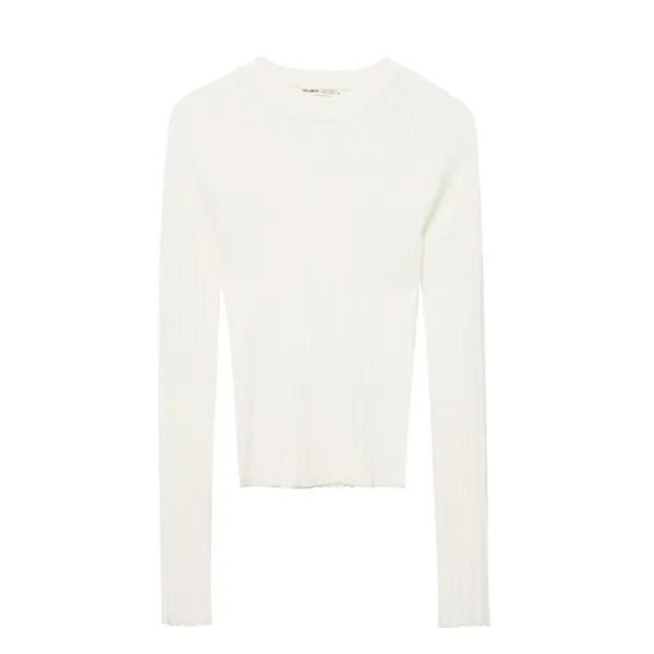 Джемпер Pull&Bear Fine Knit Ribbed, кремовый