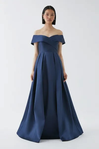 Платье макси из твила с запахом и открытой спиной для подружек невесты Coast, темно-синий