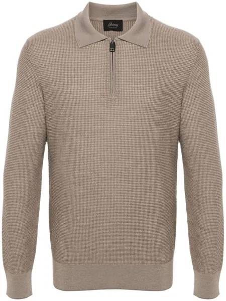 Brioni рубашка поло из вирджинской шерсти, нейтральный цвет