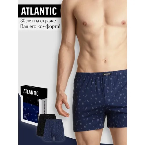 Трусы Atlantic, комплект из 2 шт., размер M, черный/темно-синий