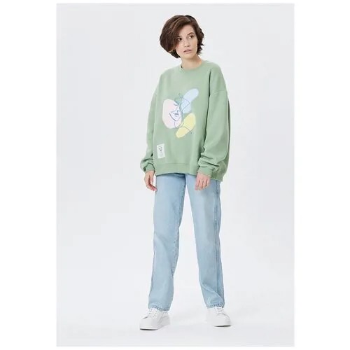 Худи с аппликацией, цвет: оливковый, размер: oversize