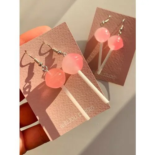 Серьги двусторонние, с подвесками BIJOU.STUDIO, розовый