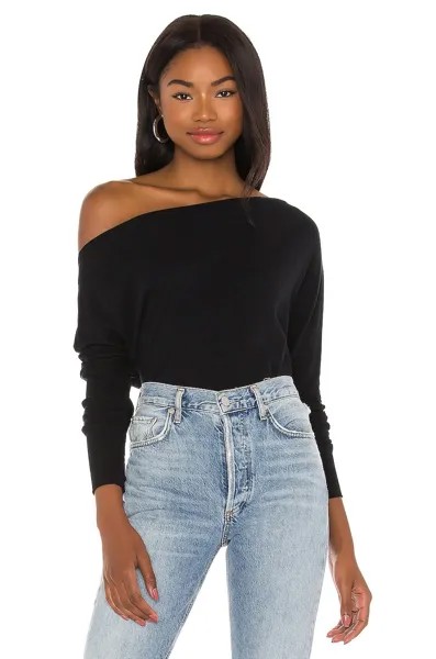Топ Enza Costa Cashmere Cuffed Off Shoulder Long Sleeve, черный