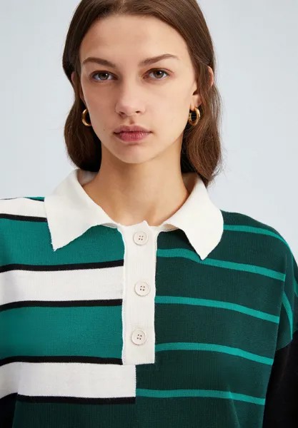 Вязаный свитер POLO NECK STRIPED Touché Privé, зеленый