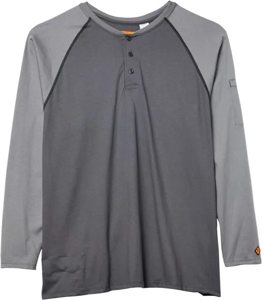 Топ Wrangler Big & Tall Flame-Resistant Long Sleeve Baseball Henley, серый