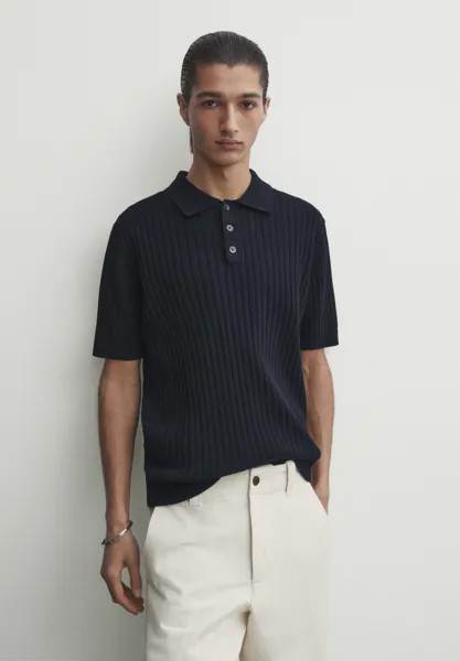 Рубашка-поло SHORT SLEEVE Massimo Dutti, цвет mottled dark blue