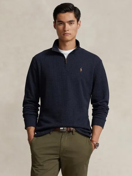 Джемпер с длинными рукавами и полумолнией Polo Ralph Lauren, темно-синий