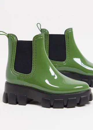 Непромокаемые ботинки-челси цвета хаки на массивной подошве ASOS DESIGN Giana-Зеленый цвет