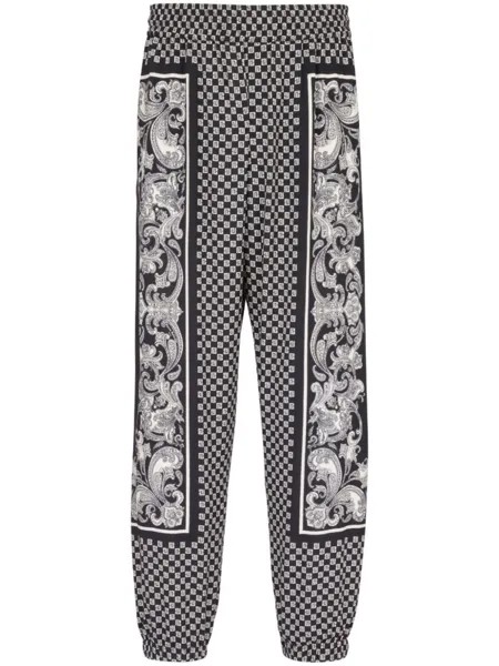 Balmain спортивные брюки с эластичным поясом и монограммой, черный